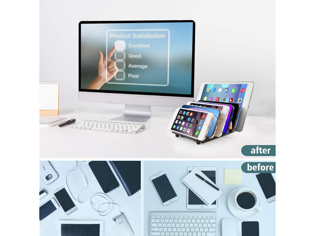 Adjustable Universal Multi Device Organizer Dock Stand Holder, Tablet Cell Phone Desktop Stand for iPhone Samsung Galaxy Google Nexus Kindle...