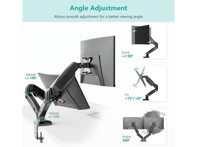 WALI Dual Monitor Stand Arms Mounts, for 2 Monitors, Fully Adjustable Gas Spring Desk Mount Swivel Mounting Holes Bracket with C Clamp, Grommet...