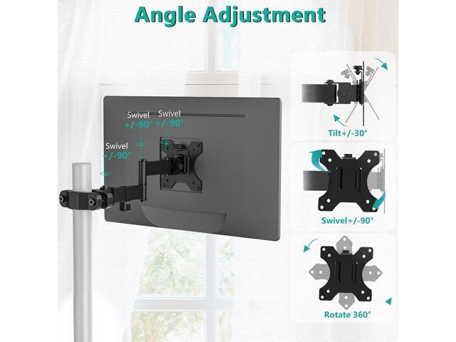 WALI Single Monitor Arm Mount, Fully Adjustable 2 Tier with 75mm and 100mm Universal Plate (011ARM), Black