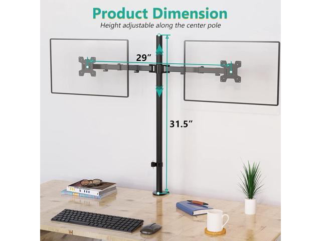 WALI Extra Tall Dual LCD Monitor Fully Adjustable Desk Mount Fits 2 Screens up to 27 inch, 22 lbs. Weight Capacity per Arm (M002XL), Black
