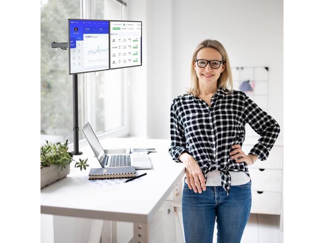 WALI Extra Tall Dual LCD Monitor Fully Adjustable Desk Mount Fits 2 Screens up to 27 inch, 22 lbs. Weight Capacity per Arm (M002XL), Black