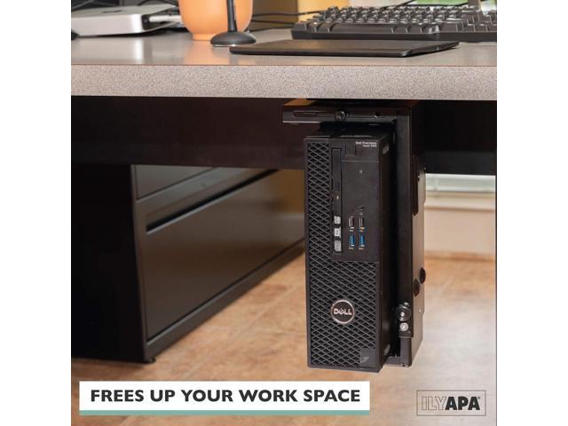 Ilyapa Under Desk Computer Mount with 360 Degree Swivel - CPU Holder for PC Desktop Tower