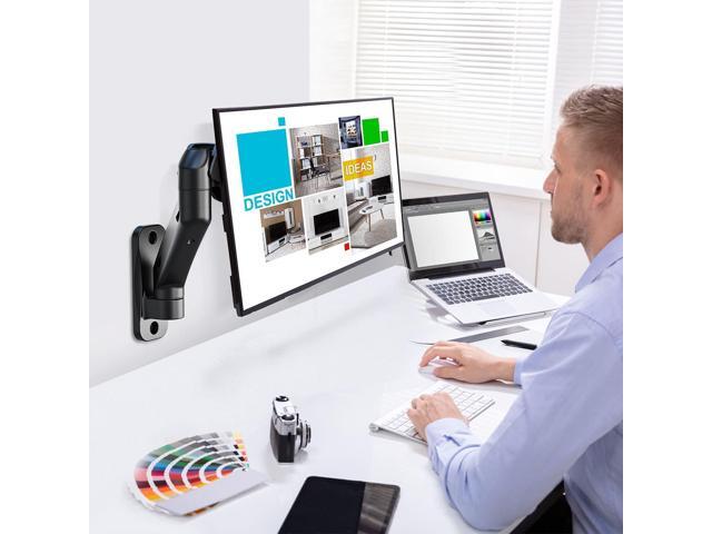 WALI Single Monitor Wall Mount, Gas Spring Monitor Arm for 1 Screen up to 32 inch, 19.8 lbs. Fully Adjustable Arm Max Extension 21.2 inch...