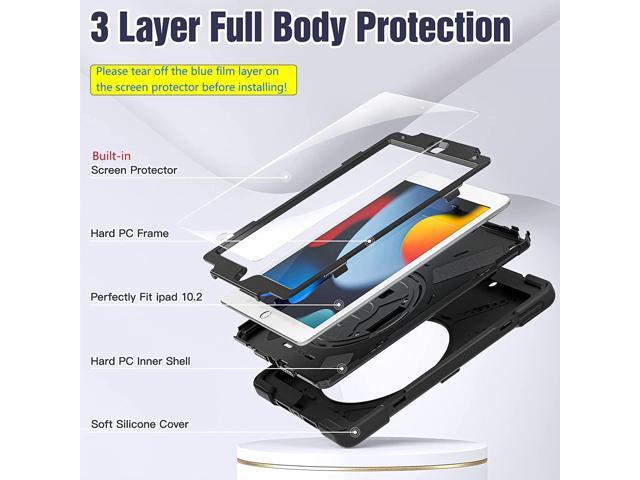 TSQ Case for iPad Case 9th/8th/7th Generation with Screen Protector for Kids Military Grade Shockproof Protective with Stand Hand Shoulder Strap...