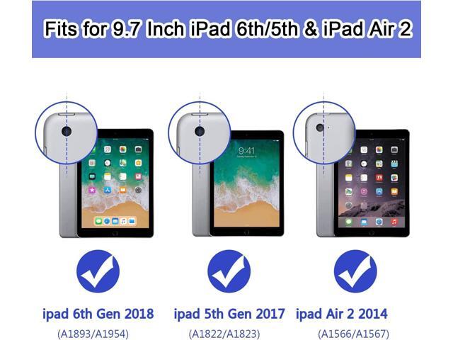 OKP Case for iPad 6th Generation/iPad 5th Generation/iPad 9.7 inch/iPad Air 2, Shockproof Case for iPad 9.7 inch 2018/2017 with Kickstand, Black+Blue