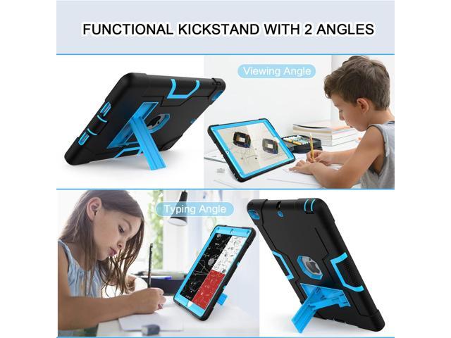 OKP Case for iPad 6th Generation/iPad 5th Generation/iPad 9.7 inch/iPad Air 2, Shockproof Case for iPad 9.7 inch 2018/2017 with Kickstand, Black+Blue