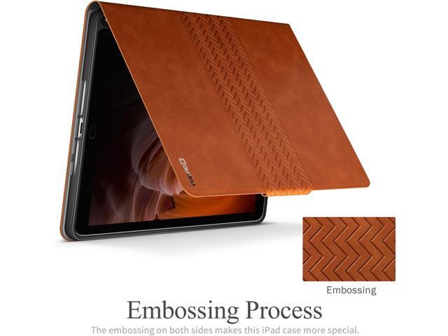 auaua Case for iPad 9th/8th/7th Generation 10.2 inch (2021/2020/2019 Released), with Pencil Holder, Vegan Leather, Auto Sleep/Wake Smart Cover (Brown)