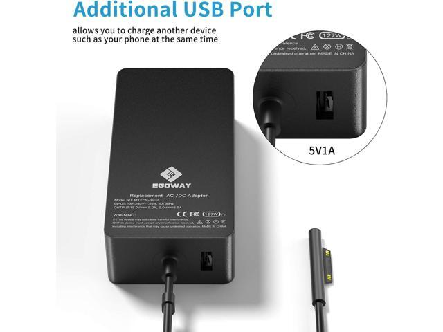 Surface Book 3 & Pro 127W 15V 8A AC Power Adapter - Compatible with Surface Pro X 7 6 5 4 3, Book 3 2 1, Laptop Studio 4 3 2 1, Go with 6ft Power Cord