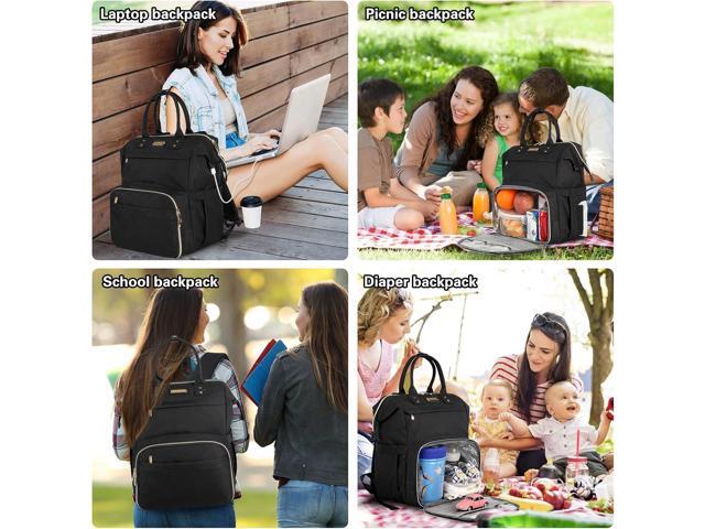 Lunch Bag Backpack, Insulated Cooler Backpack Lunch Box Laptop Backpack with USB Port for Women Men Fits 15.6 Inch Laptop