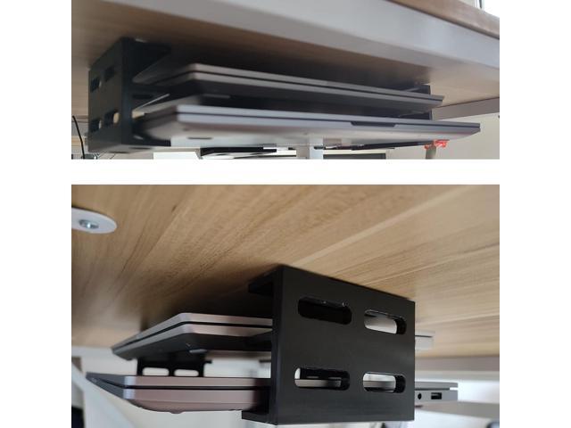 PIAOLGYI Under Desk Double Decker Laptop Holder Mount with Screw,Under Desk Laptop Mount Bracket,Add On Under Table Laptop/Keyboard Storage3 Pcs