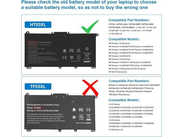 Futurebatt HT03XL L11119-855 Laptop Battery for HP Pavilion 14-CE 14-CF 14-DF 15-CS 15-CW 15-CU 15-DA 15-DB 15-DW 17-by 17-CA HP 240 245 250 255 G7...