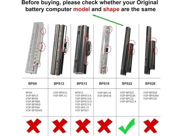 Futurebatt 6Cell Laptop Battery for Sony Vaio VGP-BPS22 VGP-BPS22A VGP-BPL22 VGP-BPS22/A VPC-E1Z1E VPC-EA
