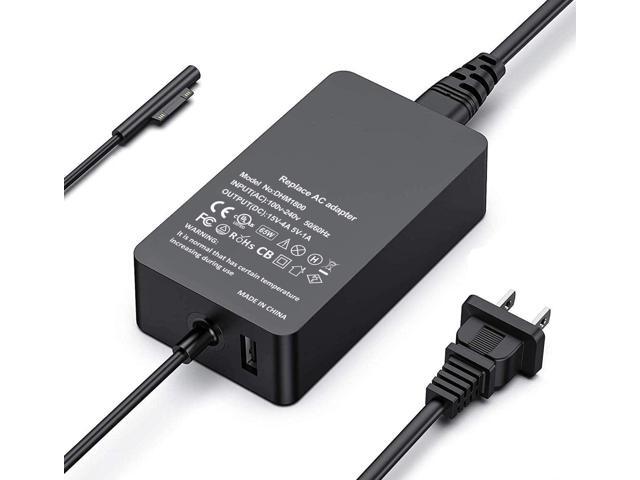 Surface Pro Laptop Charger 65W 15V 4A Power Supply for Microsoft Surface Pro 3/4/5/6/7/X Laptop 1/2/3 Go 1/2 & Book 1/2 with USB Port