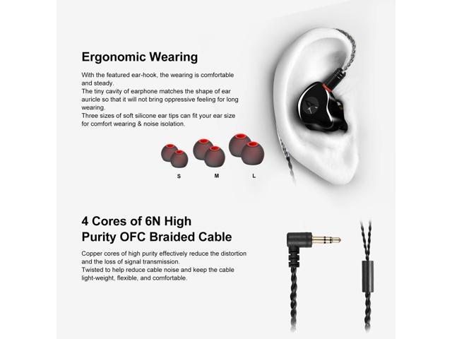in Ear Monitor Headphones, HiFi Stereo IEM Earphones, Dynamic Dual Driver Wired Earbuds with Detachable Cable, Noise Canceling Headset for Singers...