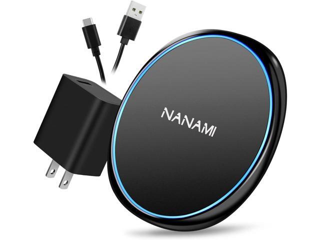 NANAMI Fast Wireless Charger, 7.5W Qi Certified Charging Pad with QC3.0 Adapter USB Charger for iPhone 15/14/13/12/11 Pro Max/XR/8 Plus/Airpods...