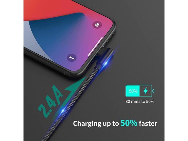 1ft Right Angle Lightning Cable Short, 3 Pack Braided Fast Charging USB to iPhone Charger Cord 90 Degree Compatible with Apple iPhone 13 12 11 Pro...
