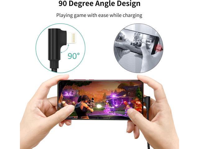 1ft Right Angle Lightning Cable Short, 3 Pack Braided Fast Charging USB to iPhone Charger Cord 90 Degree Compatible with Apple iPhone 13 12 11 Pro...