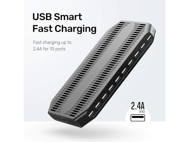Unitek USB Charging Station, 10 USB Fast Ports Charge Docking Station and Adjustable Dividers, Multi Device Charger Organizer Compatible with iPad,...