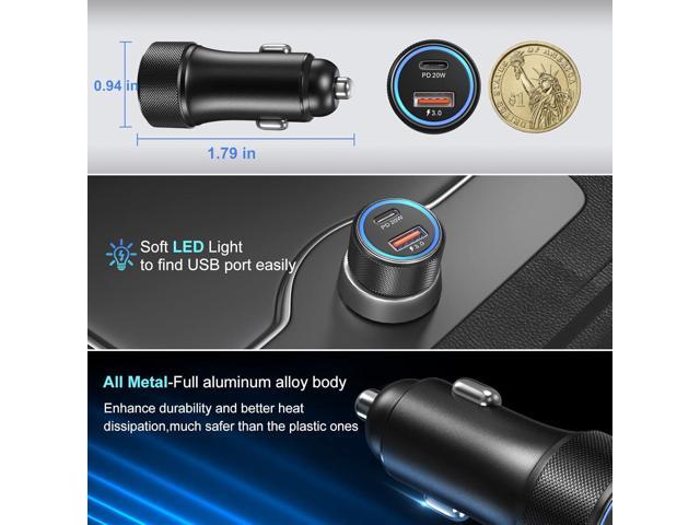 USB C Car Charger 5 Pack, Bangfun 36W Dual Port PD & QC 3.0 Fast Charging 12V USB Car Charger Cigarette Lighter Adapter Plug for iPhone 15 14 13 12...