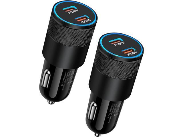 60W USB C Car Charger, 2 Pack AILKIN USB C Cigarette Lighter Adapter Fast Charging Dual Port PD3.0 Type C Car Charger Plug Compatible with iPhone...