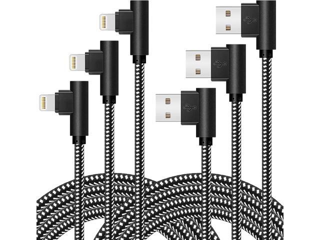 OCEEK iPhone Charger [MFi Certified] 3 Pack (3/6/10FT) Nylon Braided Lightning Cable Right Angle Fast Charging Cords Compatible with iPhone...
