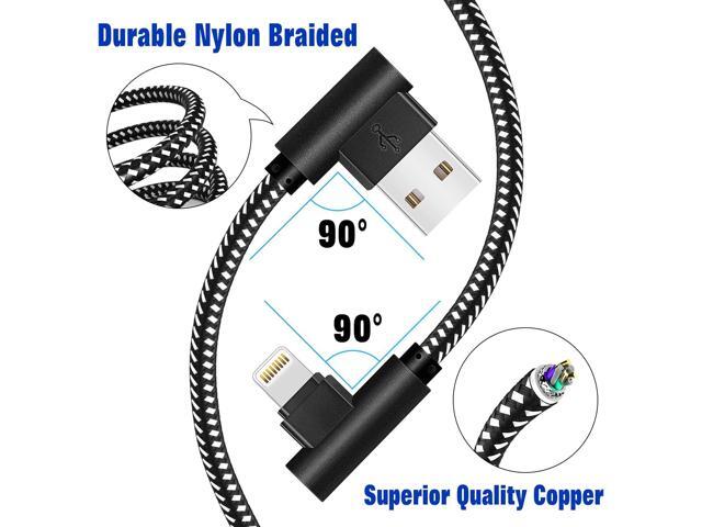 OCEEK iPhone Charger [MFi Certified] 3 Pack (3/6/10FT) Nylon Braided Lightning Cable Right Angle Fast Charging Cords Compatible with iPhone...
