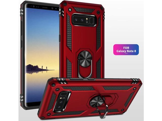 Military Grade Drop Impact for Samsung Galaxy Note 8 Case 360 Metal Rotating Ring Kickstand Holder Built-in Magnetic Car Mount Armor Shockproof...