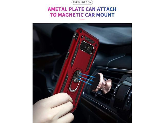 Military Grade Drop Impact for Samsung Galaxy Note 8 Case 360 Metal Rotating Ring Kickstand Holder Built-in Magnetic Car Mount Armor Shockproof...