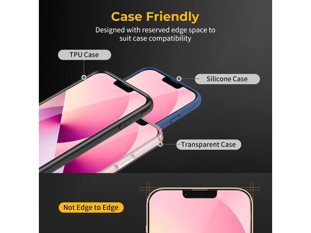 UNBREAKcable 3-Pack Screen Protector for iPhone 14/13/13 Pro, Double Shatterproof Tempered Glass with Easy Installation Frame for iPhone 6.1 Inch