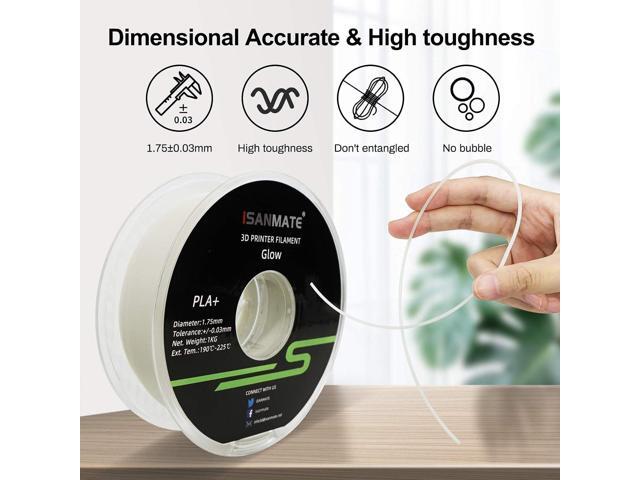 3D Printer Filament, PLA Filament Glow in The Dark, 1.75mm Dimensional Accuracy +/- 0.03 mm, 1 kg Spool
