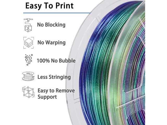 Rainbow PLA Filament 1.75mm, 3D Printer Filament Multicolor PLA Filament, Color Change Shiny PLA Filament 1.75mm, 3D Printing Filament 1kg/2.2lb