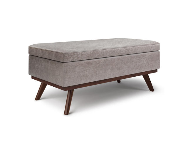Owen - Lift Top Large Coffee Table Storage Ottoman - Distressed Grey
