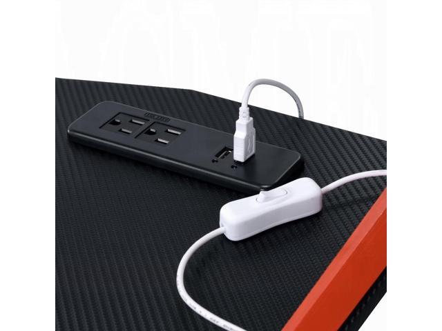 Black and Red Gaming Desk with LED Light and USB Port