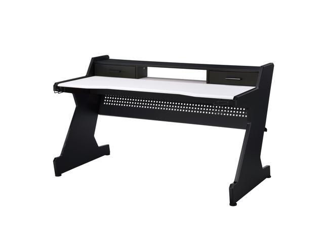 Black and White 2-Drawer Gaming Desk