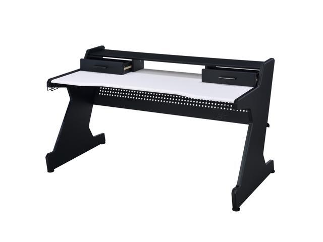 Black and White 2-Drawer Gaming Desk