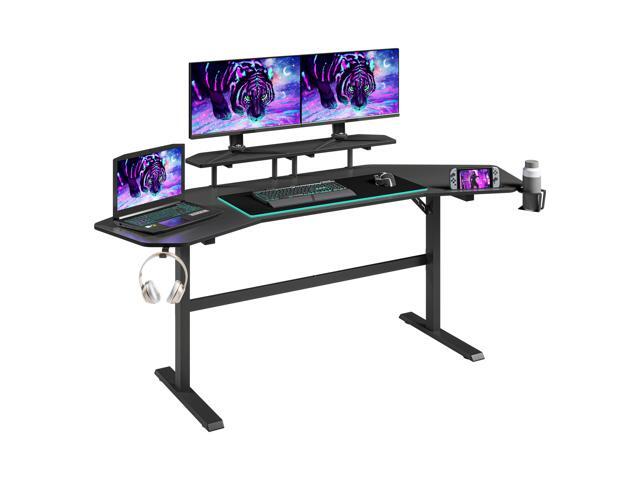 Techni Sport TS911D Gaming Desk with Shelves & Accessory Holder, Black