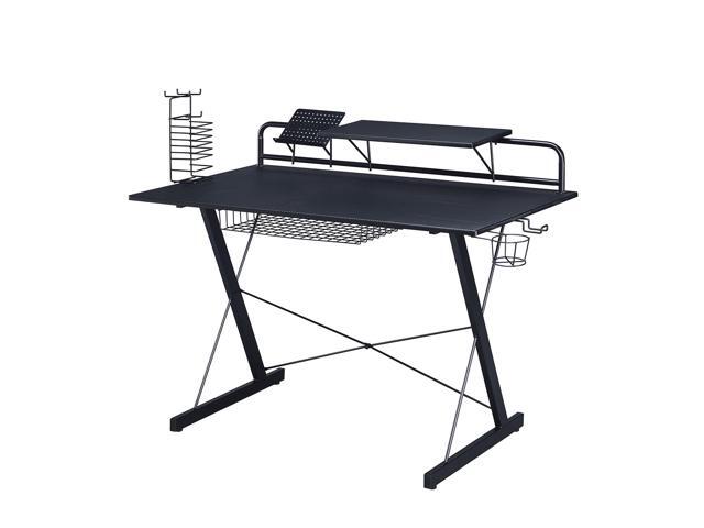 Techni Sport TS-200 Carbon Computer Gaming Desk with Shelving, Black