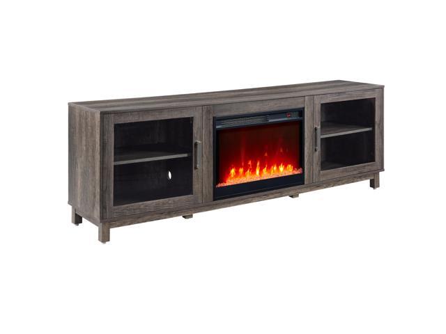 Summit 70'W Gray Walnut Finish TV Stand Console with Fireplace and Heater
