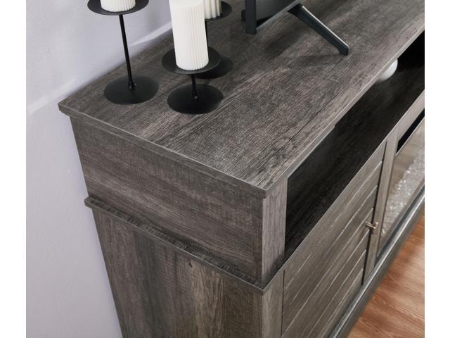 Lucifer 70'W Gray Walnut Finish TV Stand Console with Fireplace and Heater