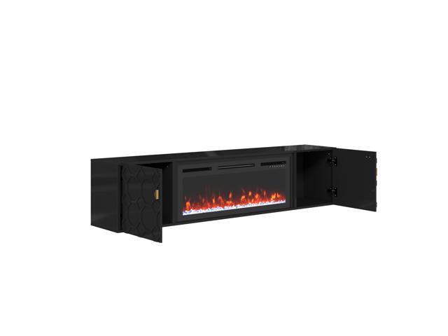 67 in. Black Media TV Stand in High Gloss Paint MDF