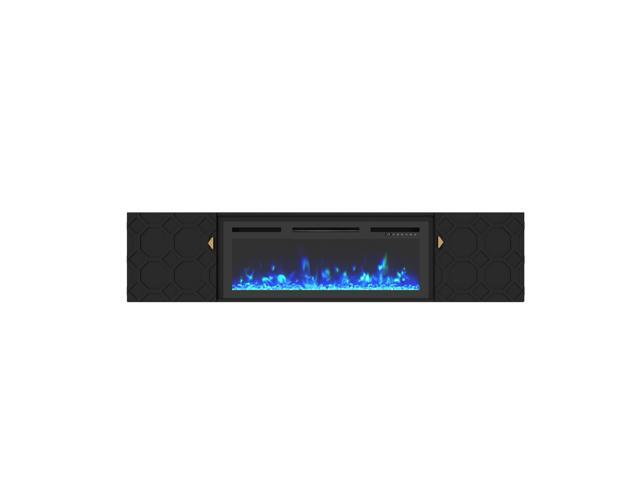 67 in. Black Media TV Stand in High Gloss Paint MDF