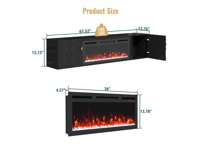 67 in. Black Media TV Stand in High Gloss Paint MDF