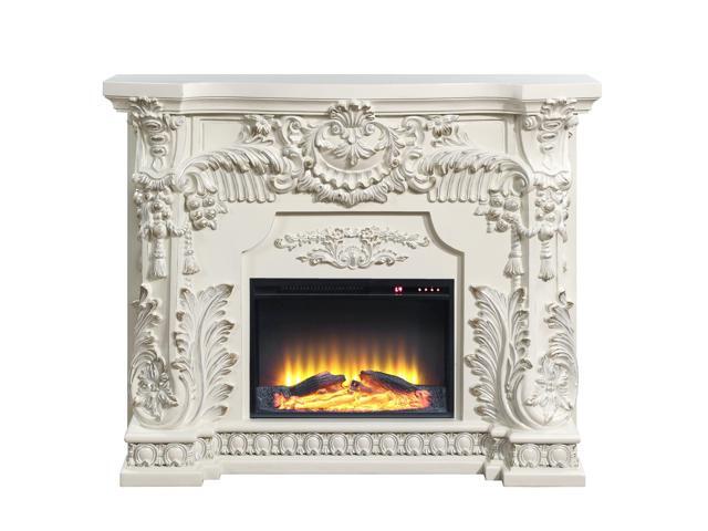 Adara Antique White Finish Fireplace
