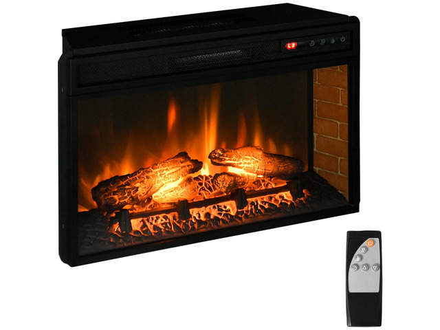 HOMCOM 27' Electric Fireplace Insert, Retro Recessed Fireplace Heater with Reali