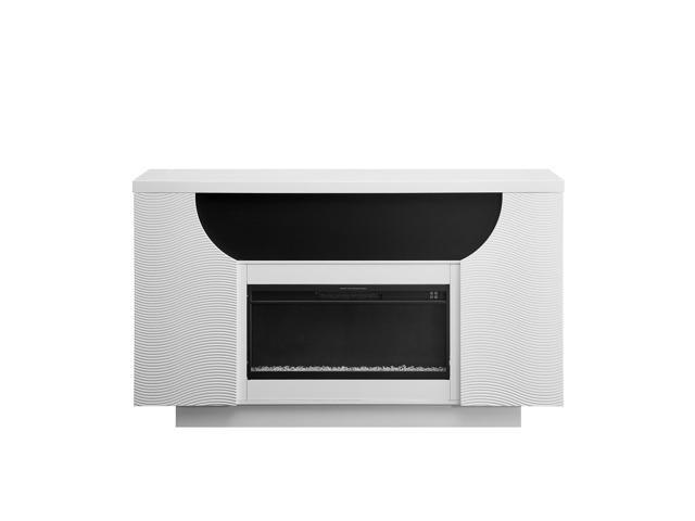 Aurora White 76 Inch Fireplace with TV Lift