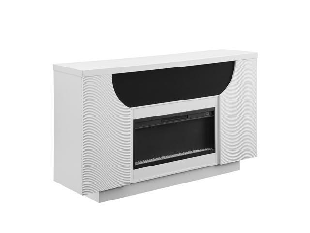 Aurora White 76 Inch Fireplace with TV Lift