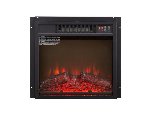 Electric Fireplace Insert 18' 1400W 120V,Equipped with remote control, ultra thin heater with log set & realistic flame - BLACK
