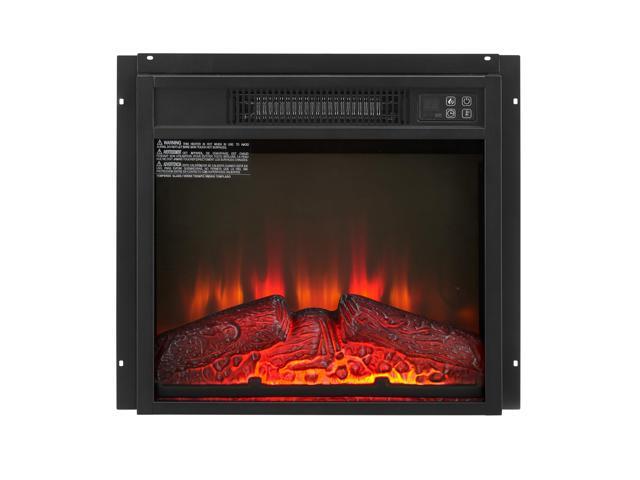 Electric Fireplace Insert 18' 1400W 120V,Equipped with remote control, ultra thin heater with log set & realistic flame - BLACK