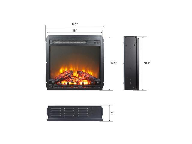 18 inch electric fireplace insert, ultra thin heater with log set & realistic flame, overheating protection