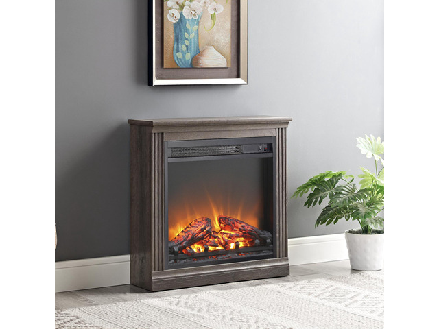 18 inch electric fireplace insert, ultra thin heater with log set & realistic flame, overheating protection